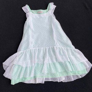 Blumarine Baby Italy Girls 6 5 Mint Green Lace Overlay Tier  Dress Easter NWOT